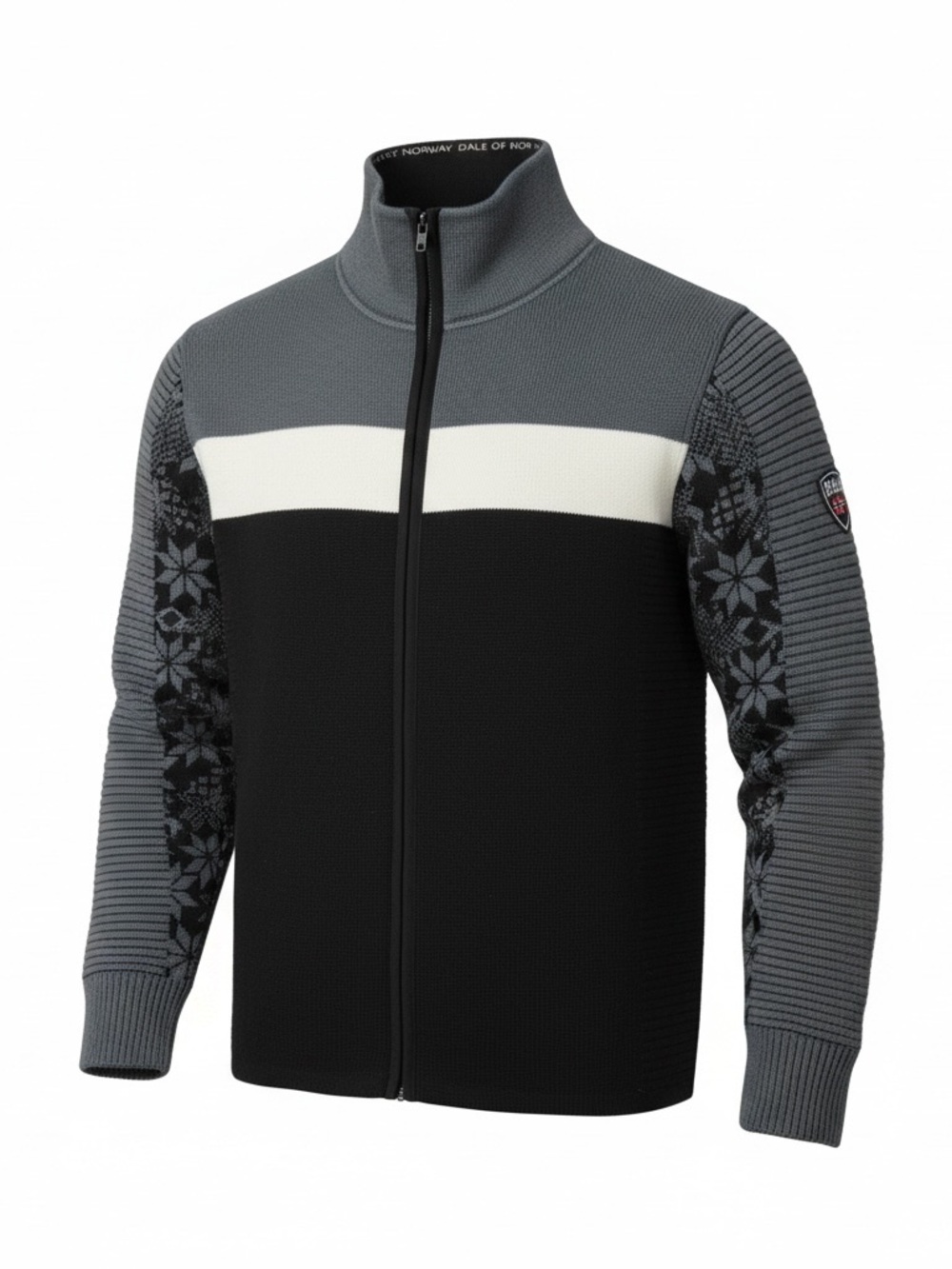 Dale of Norway Men's Black, Gray & White Full-Zip Knit Jacket